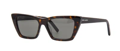 Pre-owned Saint Laurent Sl 276 Mica Dark Havana/grey (002) Sunglasses In Gray