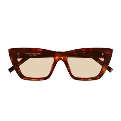 SAINT LAURENT SAINT LAURENT SL 276 MICA LINEA SL LOGO 064 LIGHT HAVANA BROWN SUNGLASSES