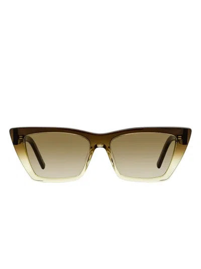 Saint Laurent Sl 276 Mica Ombre Rectangular Sunglasses In Green