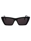 Saint Laurent Black Sl 276 Square Cat-eye Sunglasses In Black-black-grey