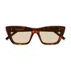Saint Laurent Sl 276 Mica Linea Sl Logo 064 Light Havana Brown Sunglasses In Brown
