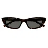 Saint Laurent Sleek Acetate Cat-eye Sunglasses In 010 Havana Havana Grey