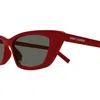 Saint Laurent Sl 702 Linea Classic 004 Red Sunglasses In 012 Red Red Grey
