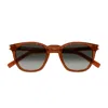 Saint Laurent Sl 28 Linea Corner Angle 051 Brown Grey Sunglasses In Red