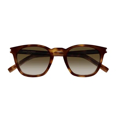 Saint Laurent Sl 28 Linea Corner Angle Sunglasses In Brown