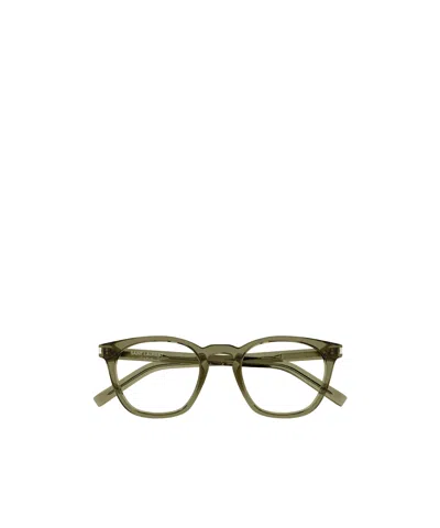 Saint Laurent Sl 28 Square-frame Glasses In Green