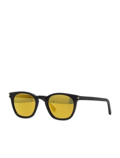 Pre-owned Saint Laurent Sl 28 Sunglasses Black Acetate Gold Lenses - Brand - Rrp £270