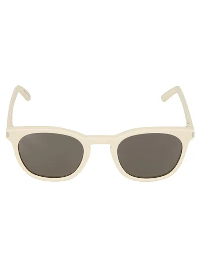 Saint Laurent Sl-28 Sunglasses In Ivory/grey