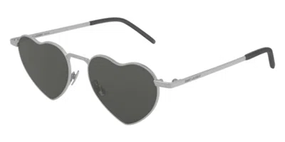 Saint Laurent Sl 301 Loulou 001 Occhiali Da Sole Argentati Per Uomo In Gray