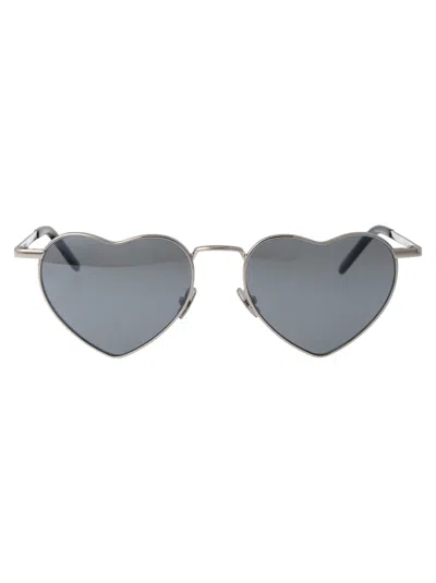 Saint Laurent Sl 301 Loulou Sunglasses In 014 Silver Silver Silver