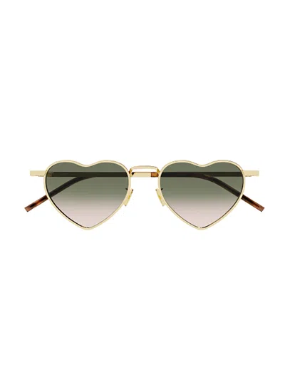 Saint Laurent Sl 301 Loulou Sunglasses In Gold Gold Green