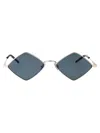 Saint Laurent Silver-silver-blue Metal Sunglasses In Gray