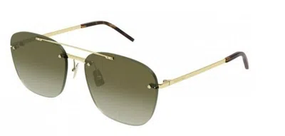 Pre-owned Saint Laurent Sl 309 003 Gradient Gold/brown Rimless Metal Unisex Sunglasses