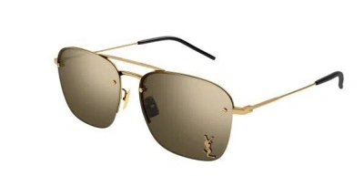 Pre-owned Saint Laurent Sl 309 M 004 Bronze Soft Square Women's Sunglasses In Gold