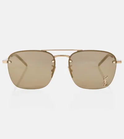 Saint Laurent Sl 309 M Aviator Sunglasses In Bronze-bronze-brown