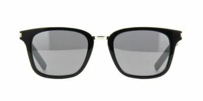 Pre-owned Saint Laurent Sl 341 001 Black Square Men's 51 Mm Sunglasses In Silver