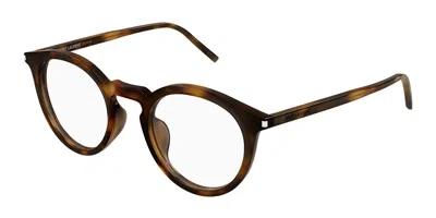 Saint Laurent Sl 347/f Asian Fit Men's Glasses, Tortoiseshell, Size 48 In Brown