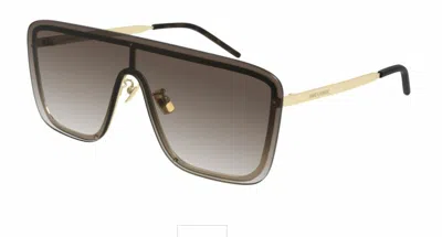 Pre-owned Saint Laurent Sl 364 Mask 006 Gold/brown Square Unisex Sunglasses
