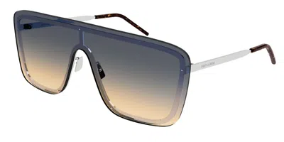 Saint Laurent Sl 364 Mask 009 Occhiali Da Sole Argentati Per Uomo In Multi