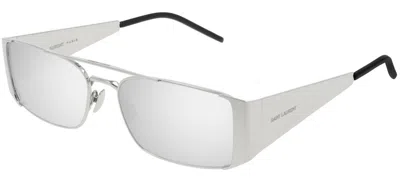 Pre-owned Saint Laurent Sl 366 Lenny Metal Silver/silver Mirrored (005) Sunglasses