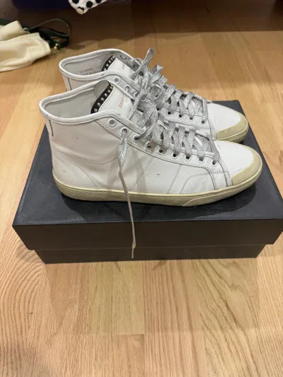 Pre-owned Saint Laurent Sl 37 Shoes In White