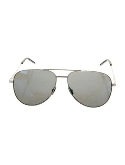 Pre-owned Saint Laurent Sl 376 Slim Aviator Sunglasses In Silver