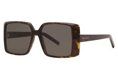Pre-owned Saint Laurent Sl-451 003 Sunglasses Women's Havana/grey Lens Fashion Square 56mm In Gray