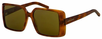 Pre-owned Saint Laurent Sl 451 005 Havana Rectangle Women's 56 Mm Sunglasses