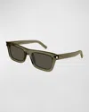 Saint Laurent Acetate Rectangle Sunglasses In Brown
