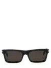 Saint Laurent '461' Rectangular Frame Sunglasses With Metal Accents In Black