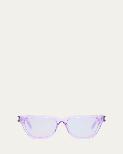 Saint Laurent Sl 462 Suplice Acetate Cat-eye Sunglasses In Shiny Transparent Lilac