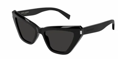 Pre-owned Saint Laurent Sl 466 001 Black/black Cat-eye Women's Sunglasses