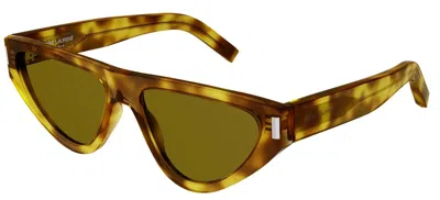 Pre-owned Saint Laurent Sl 468 Blonde Havana/yellow Brown (005) Sunglasses