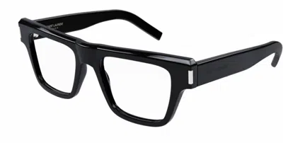 Pre-owned Saint Laurent Sl 469 001 Black Rectangle Men Eyeglasses In Clear