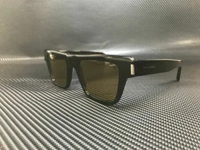 Pre-owned Saint Laurent Sl 469 004 Black Square 51 Mm Men's Sunglasses In Yellow