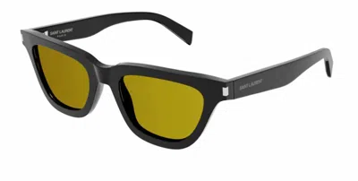 Pre-owned Saint Laurent Sl 469 004 Black/yellow Rectangular Man Sunglasses