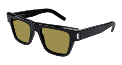 Pre-owned Saint Laurent Sl-469-004 Rectangle Black In Yellow
