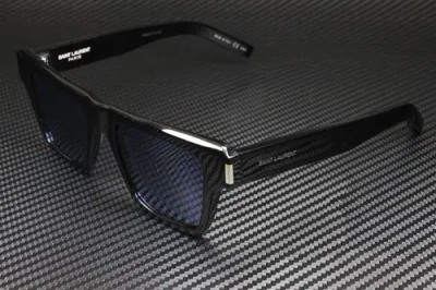 Pre-owned Saint Laurent Sl 469 005 Black Square 51 Mm Men's Sunglasses In Blue