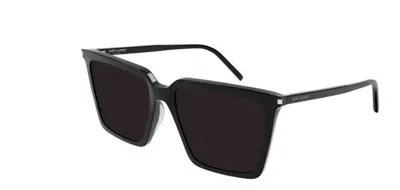 Pre-owned Saint Laurent Sl 474 001 Black/black Oversized Square Women's Sunglasses