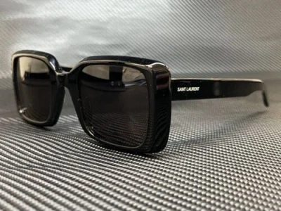 Pre-owned Saint Laurent Sl 497 001 Black Rectangle 51 Mm Women's Sunglasses