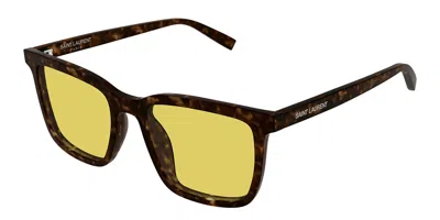 Saint Laurent Sl 500 Asian Fit 008 Men's Sunglasses Tortoiseshell Size 54 - Free Rx Lenses  - Free Rx Lenses In Green