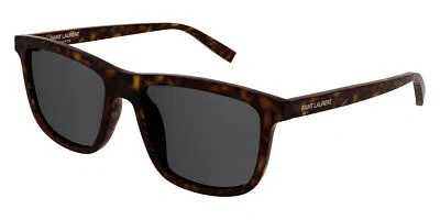 Pre-owned Saint Laurent Sl 501 Sunglasses Men Havana / Smoke Square 56mm & Authentic In Gray