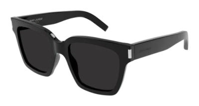Pre-owned Saint Laurent Sl-507-001 Rectangle Black In Gray