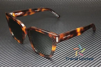 Pre-owned Saint Laurent Sl 507 003 54 Rectangular Havana Shiny Green 54 Unisex Sunglasses