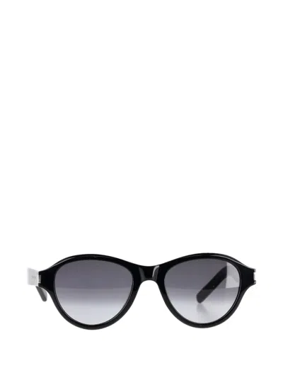 Pre-owned Saint Laurent Sl 520 Oval-frame Sunglasses In Black