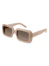 Saint Laurent Sunrise Thick Rectangle Acetate Sunglasses In Orange