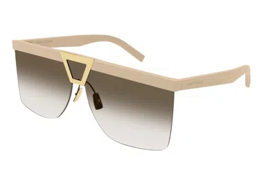 Pre-owned Saint Laurent Sl 537 Palace 002 Ivory/brown Gradient Women's Sunglasses