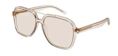 Pre-owned Saint Laurent Sl 545 002 Beige/yellow Square Women's Sunglasses