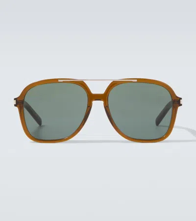 Saint Laurent Sl 545 Geometric-frame Sunglasses In Green