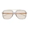 Saint Laurent Sl 545 Linea Corner Angle 002 Beige Beige Yellow Sunglasses In Gray